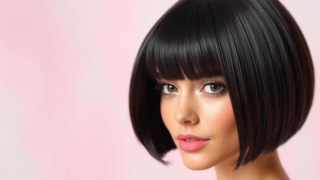 chic blunt bangs hairstyle