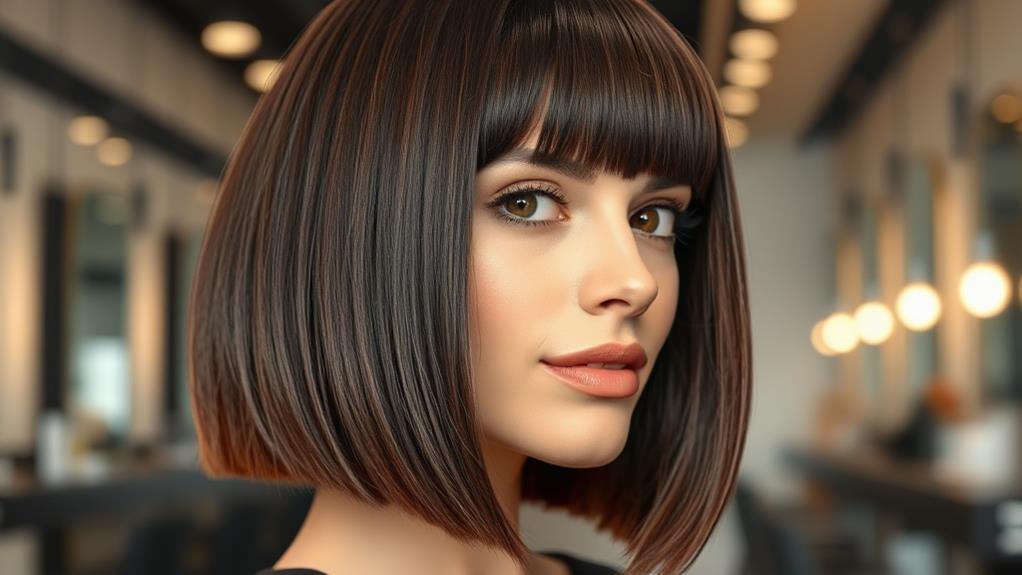 sleek bob straight fringe