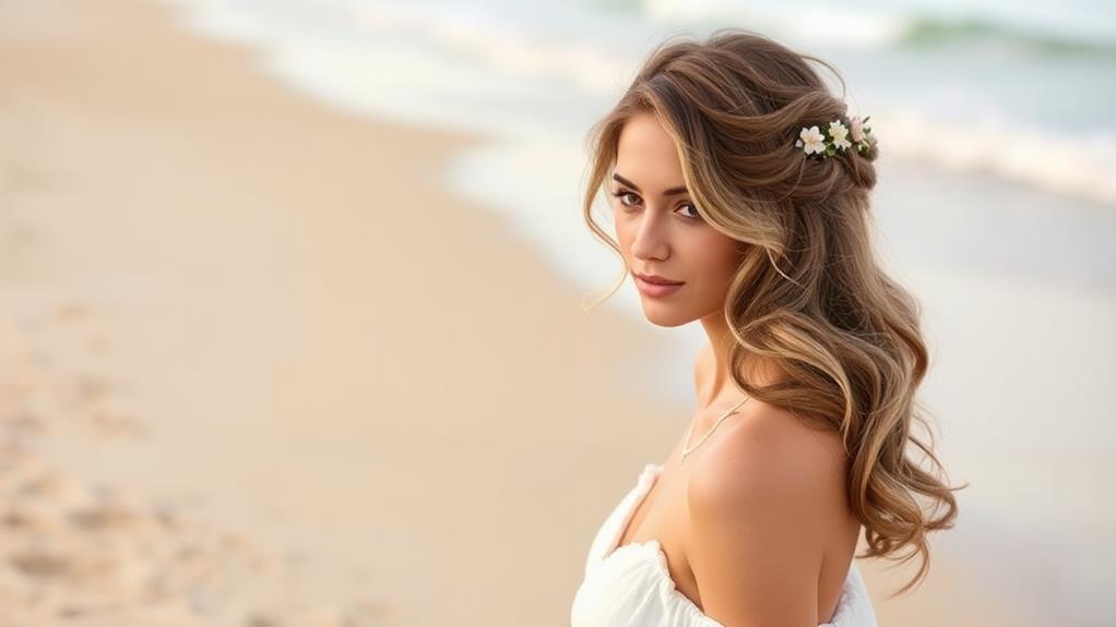 stylish half up beach waves