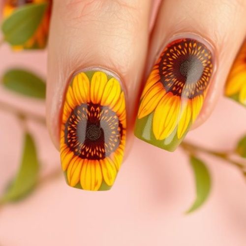 sunflower inspired nail designs