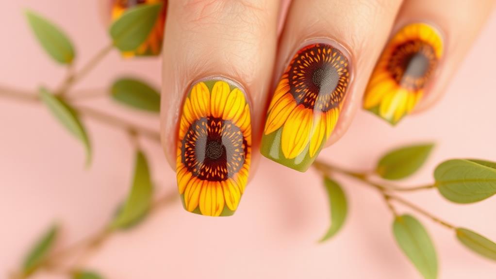 sunflower inspired nail designs