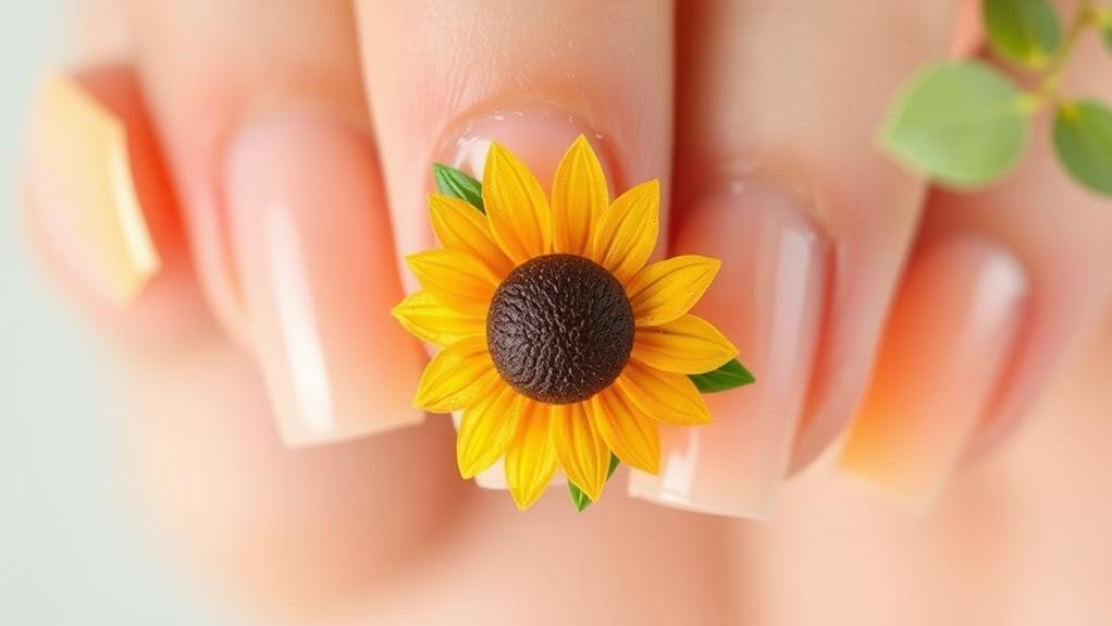 sunflower themed nail design